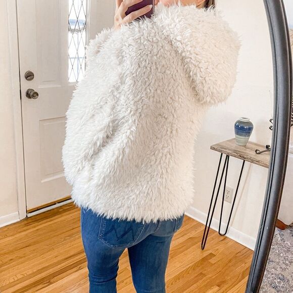 Avec Les Filles Faux Fur Shag Coat Hooded L - Picture 3 of 11